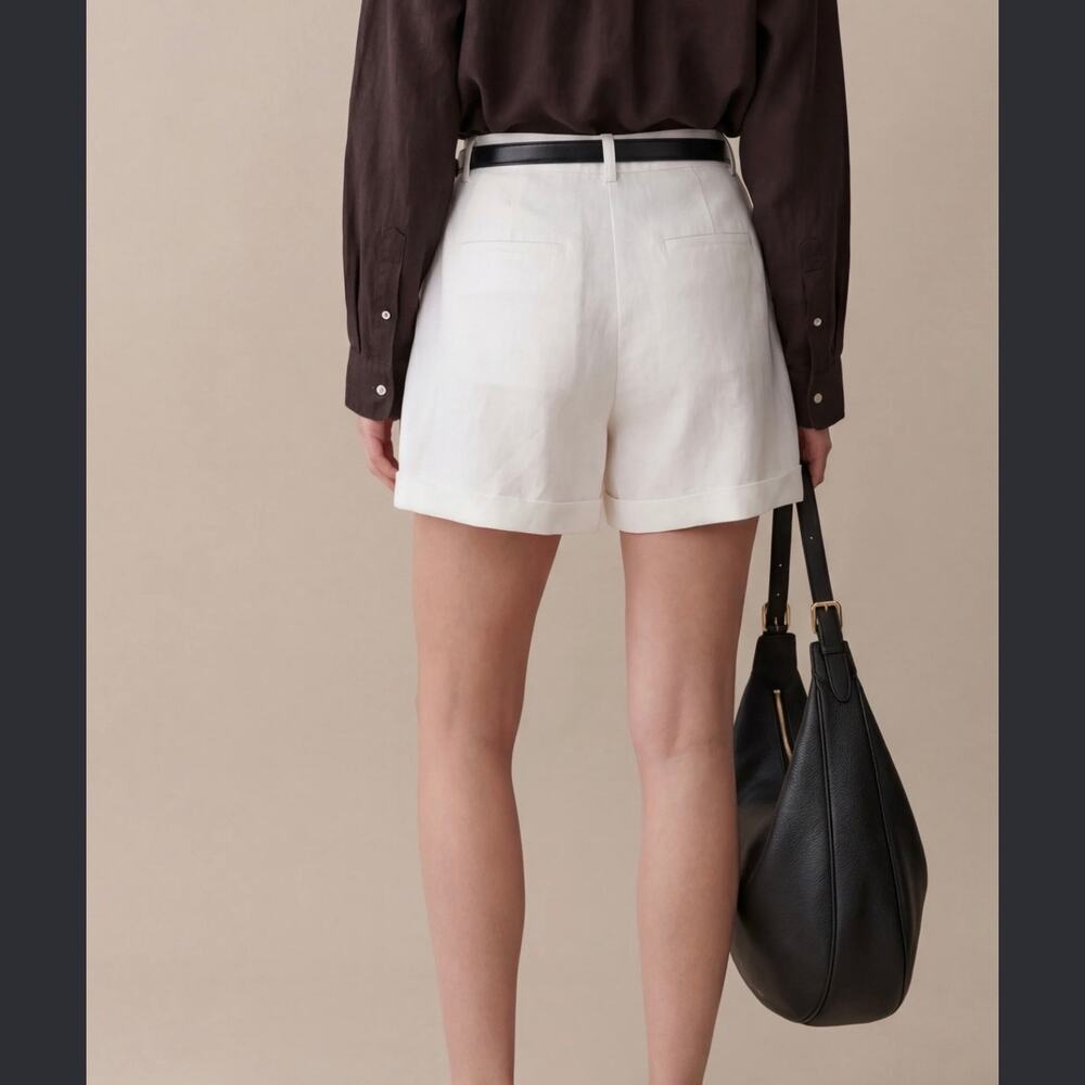 New few moda Kourt Thelma linen shorts white sz 2 - Picture 2 of 7